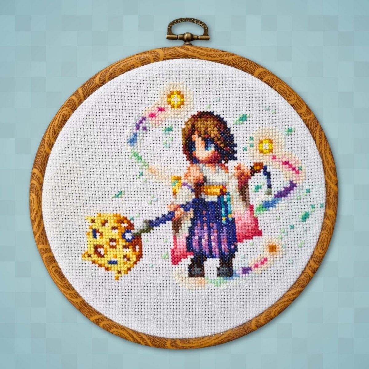 Final Fantasy 10 Summoner Yuna - Finished Cross Stitch Piece - SultaniStitches
