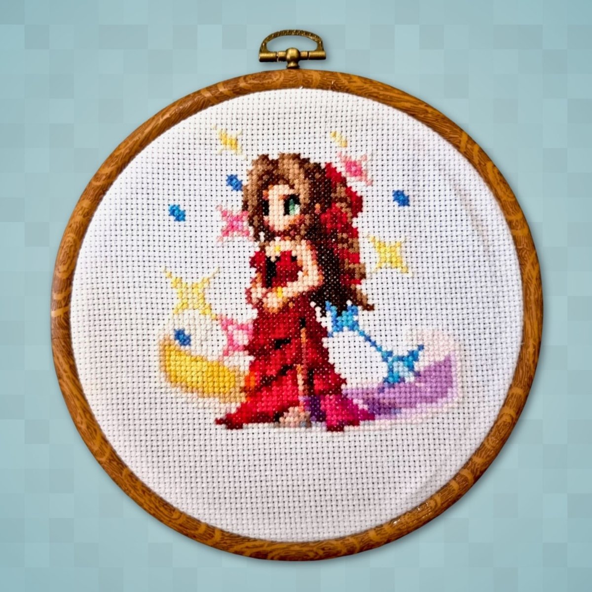 Final Fantasy 7 Aerith Red Dress Digital Cross Stitch Pattern PDF - SultaniStitches - 1