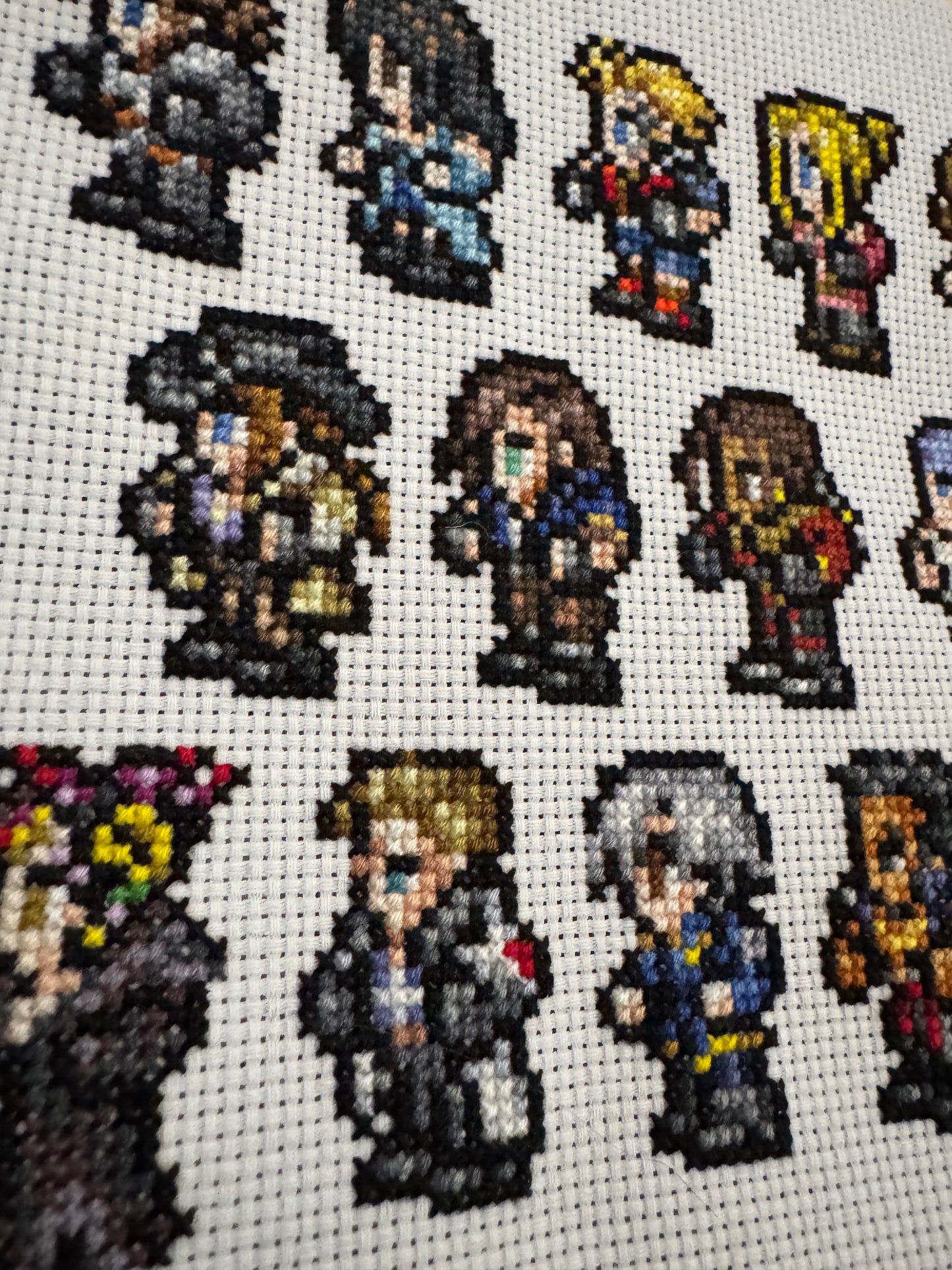 Final Fantasy 8 Character Sprites - Finished Cross Stitch Piece
