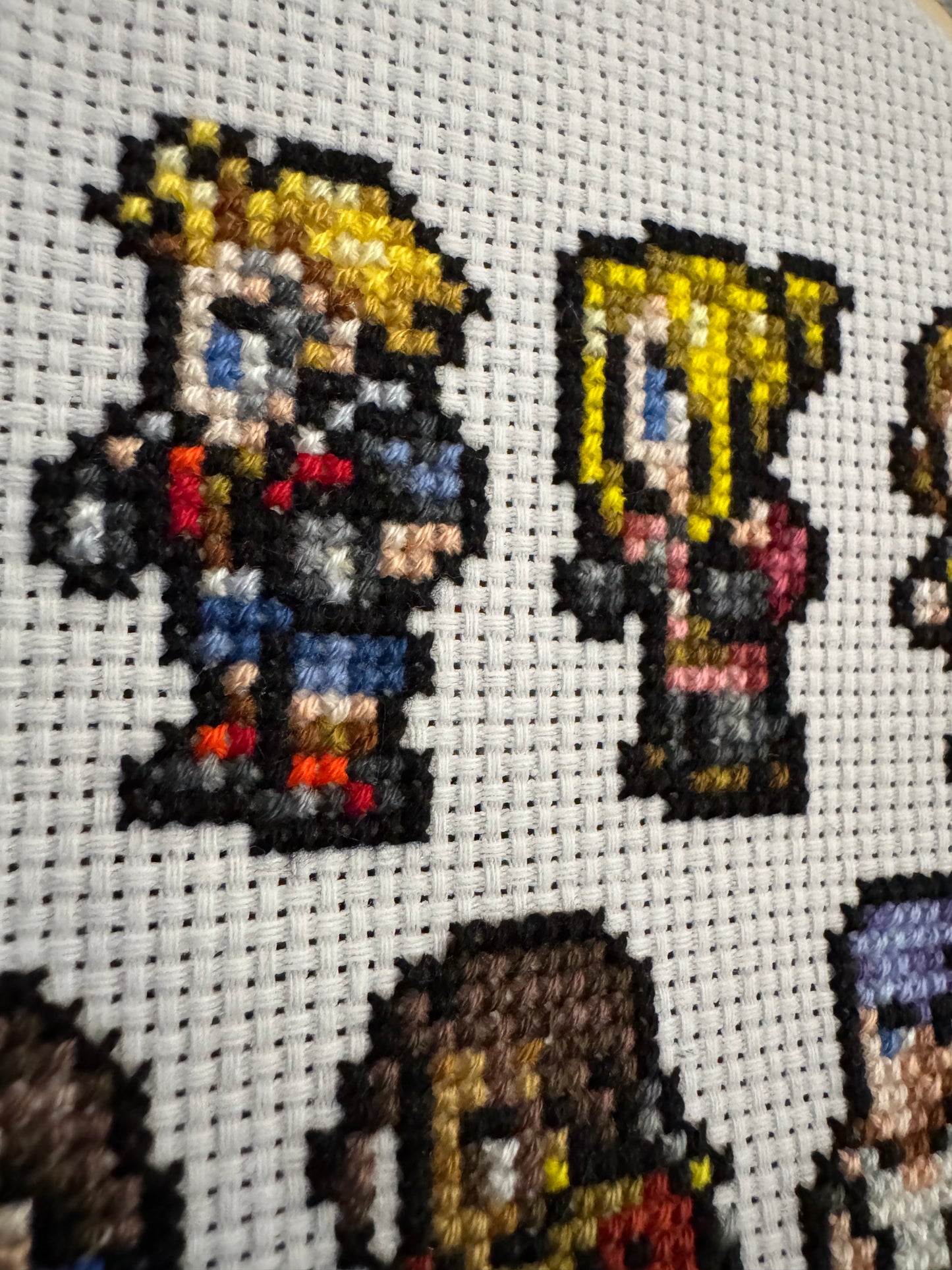 Final Fantasy 8 Character Sprites - Finished Cross Stitch Piece