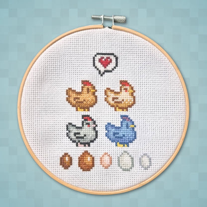 Stardew Valley Chickens & Eggs - Digital Cross Stitch Pattern PDF - SultaniStitches - 1