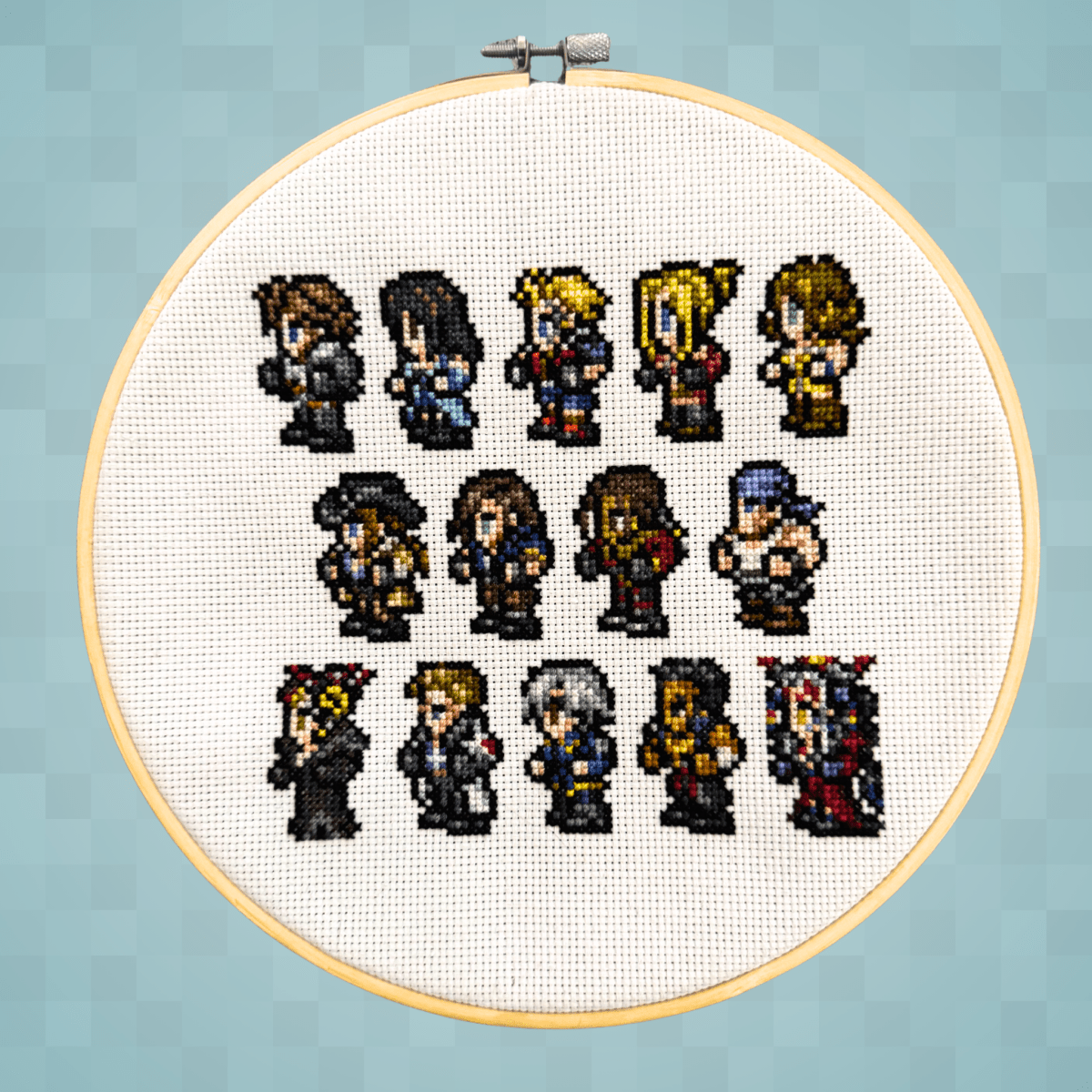 Final Fantasy 8 Character Sprites - Finished Cross Stitch Piece - SultaniStitches