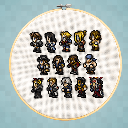Final Fantasy 8 Character Sprites - Finished Cross Stitch Piece - SultaniStitches