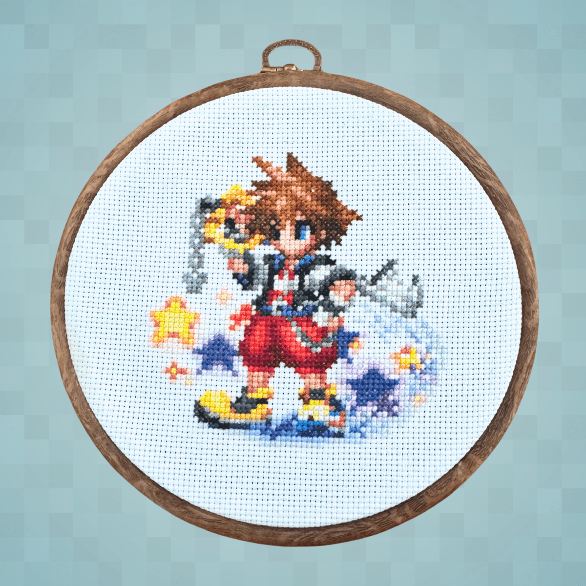 Kingdom Hearts Sora - Finished Cross Stitch Piece - SultaniStitches